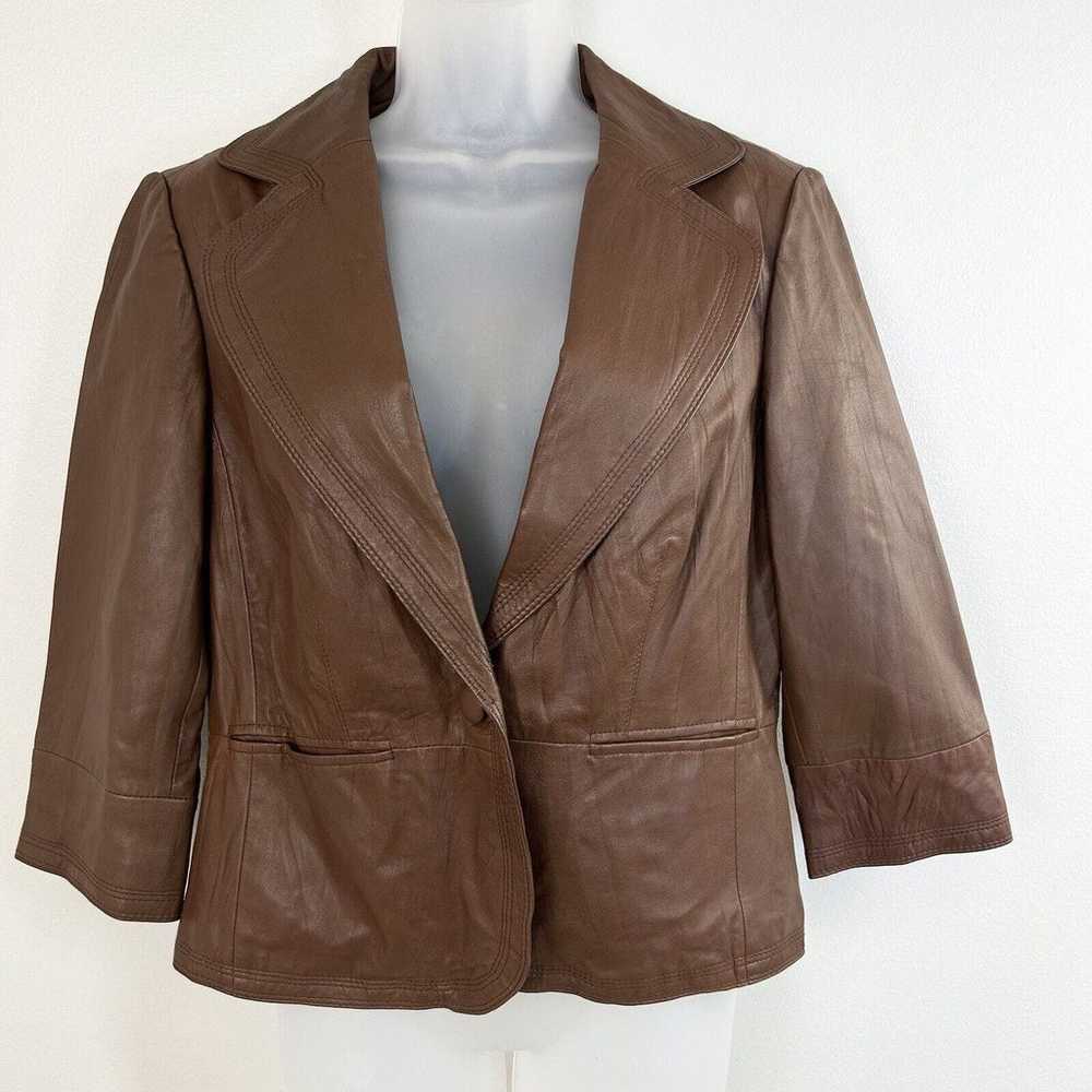 Boston Proper Blazer Jacket Womens 12 Leather VTG… - image 1