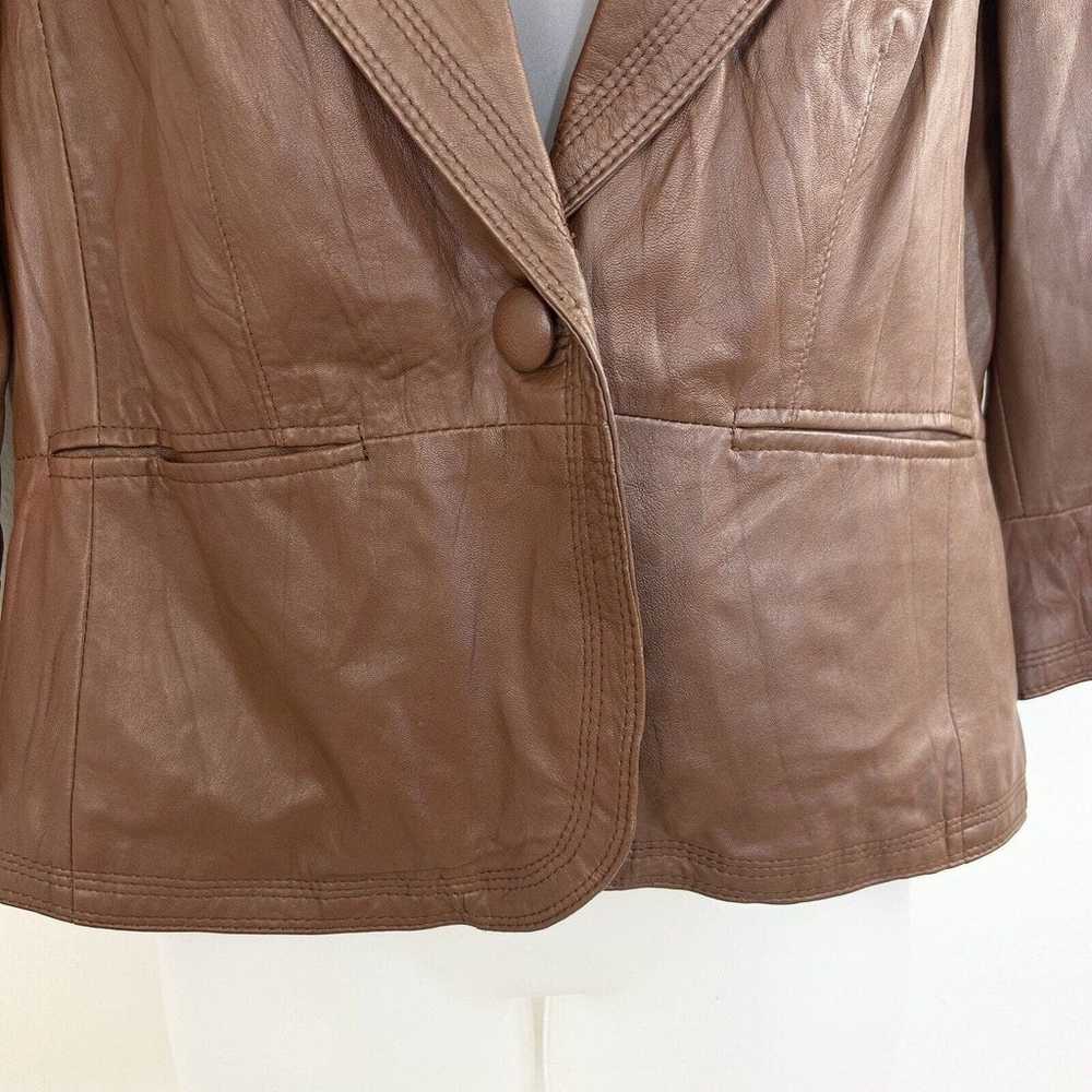 Boston Proper Blazer Jacket Womens 12 Leather VTG… - image 4