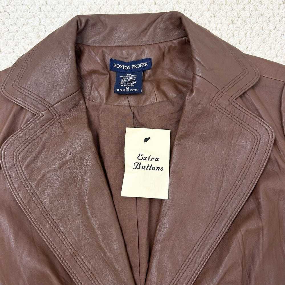 Boston Proper Blazer Jacket Womens 12 Leather VTG… - image 5