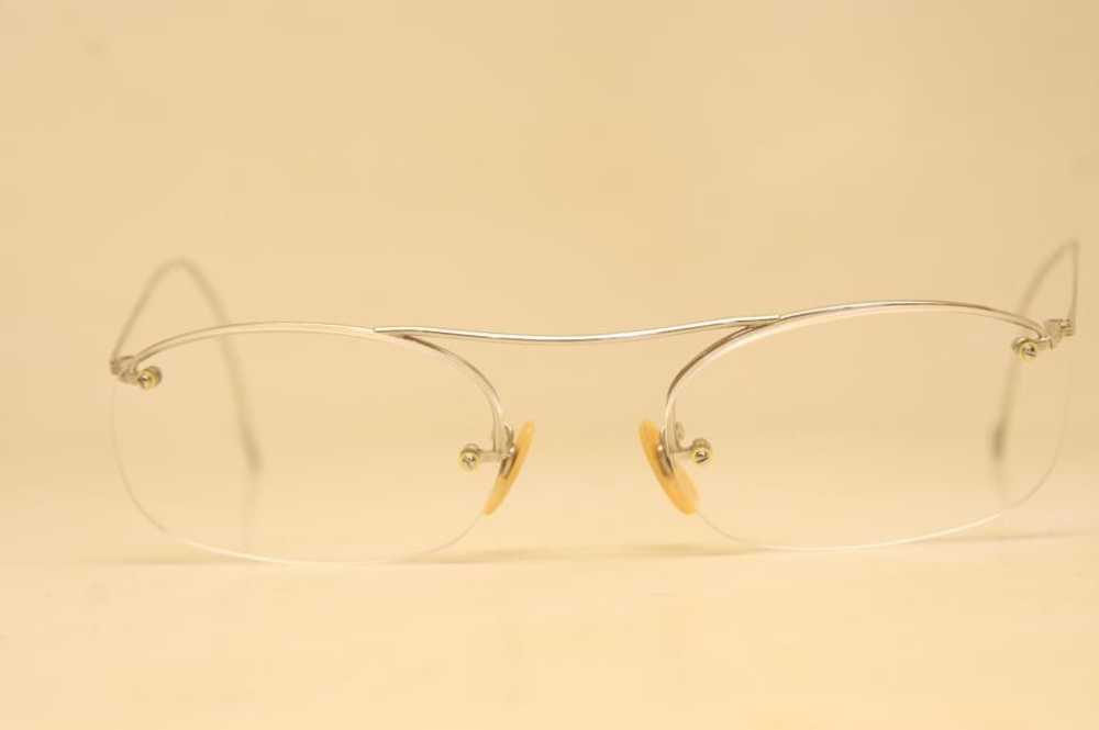 Rare Antique Eyeglasses Shurset Semi Rimless Silver W… - Gem