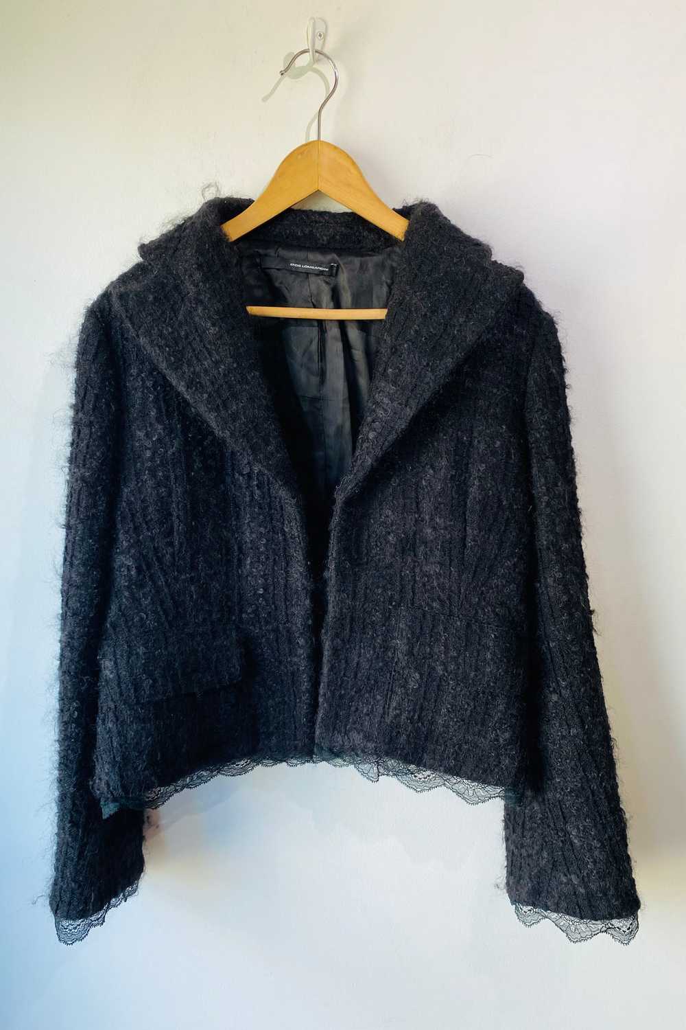 Atos Lombardini Black Mohair and Lace Jacket - image 1
