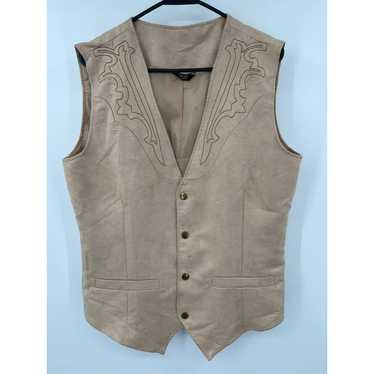 Coofandy men's tan khaki suede look western vest … - image 1