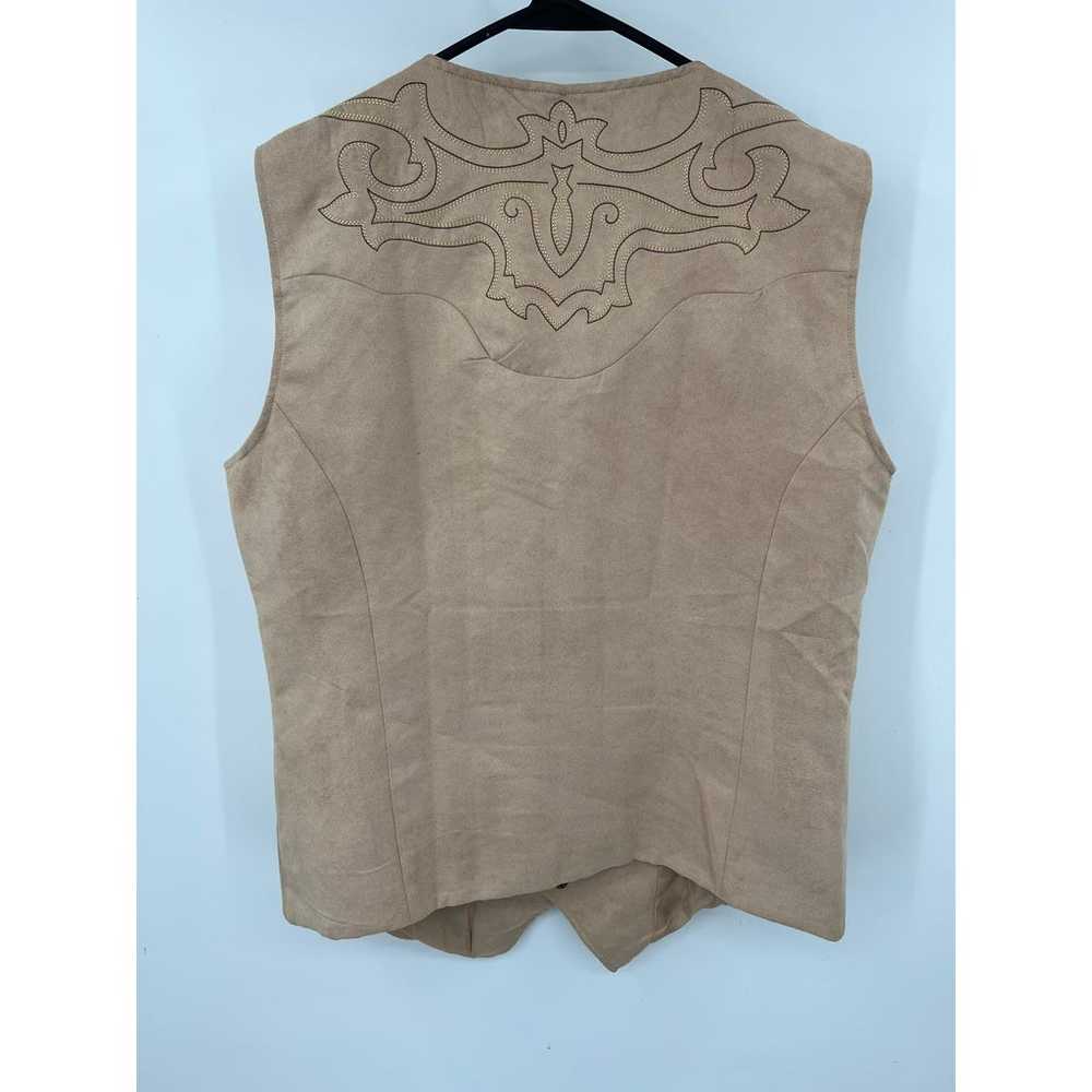 Coofandy men's tan khaki suede look western vest … - image 5