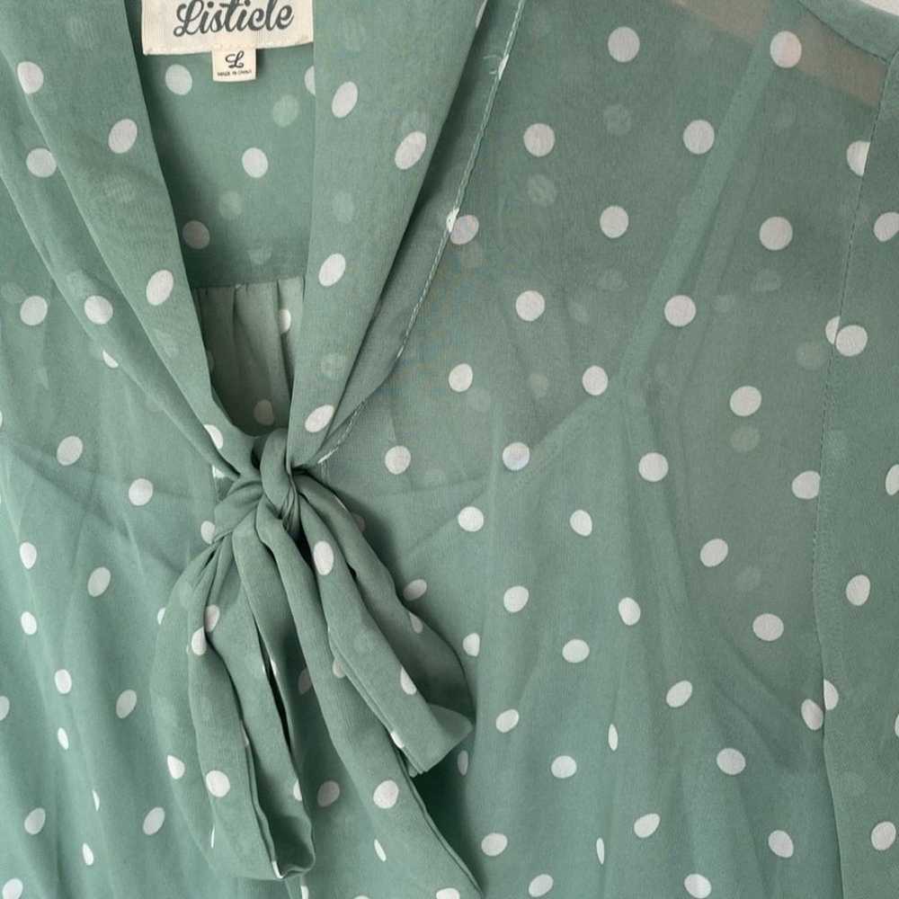 (A10) NEW Listicle Large Polka Dot necktie midi D… - image 6