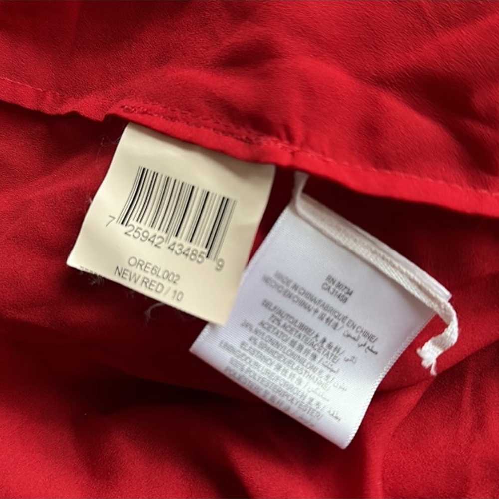 BCBG Max Azria Red Satin Ruffle Hem Mini Dress Fo… - image 10