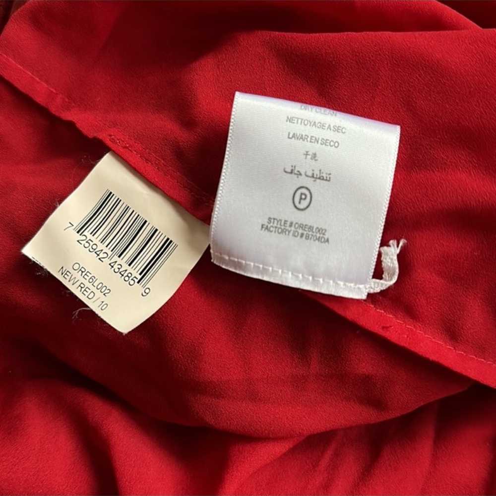 BCBG Max Azria Red Satin Ruffle Hem Mini Dress Fo… - image 11