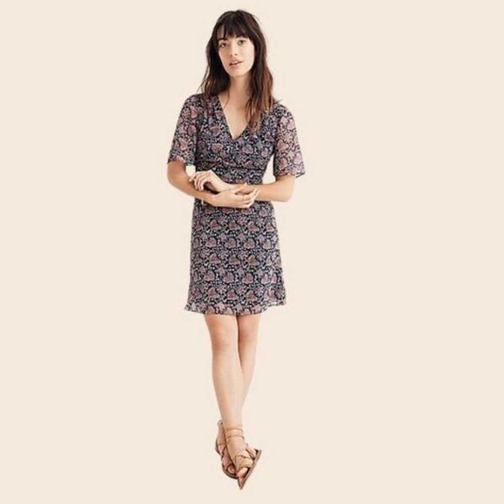 Madewell Navy Orchard Flutter-Sleeve Dress in Fan… - image 1