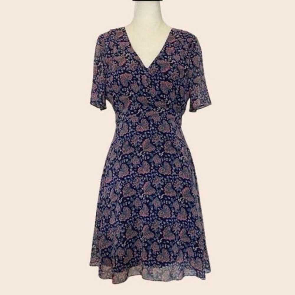 Madewell Navy Orchard Flutter-Sleeve Dress in Fan… - image 4