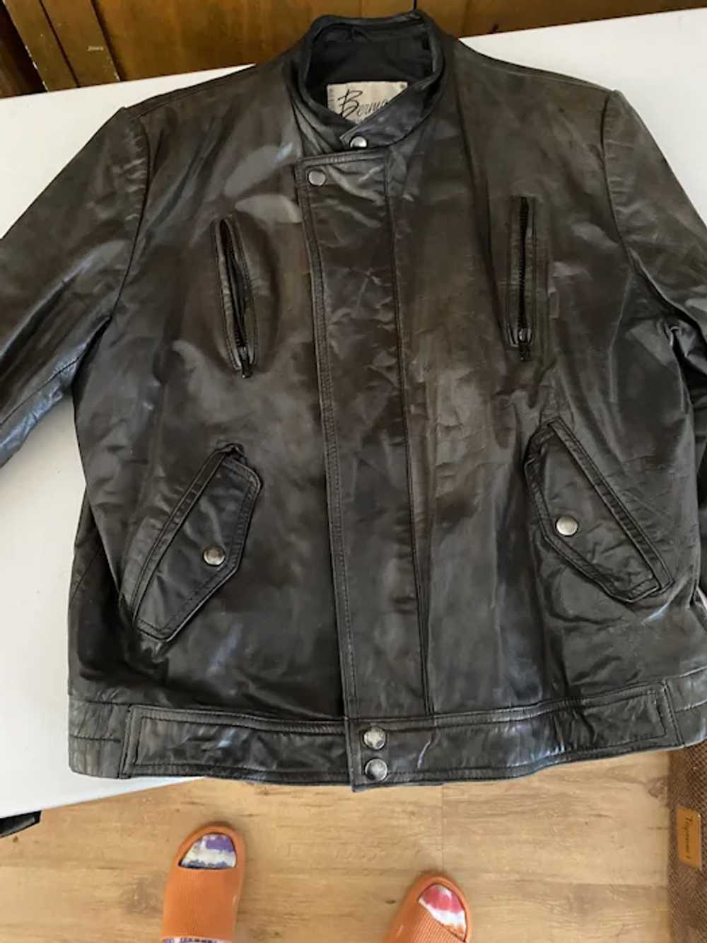 Vintage Berman’s Black Leather Motorcycle Jacket … - image 11
