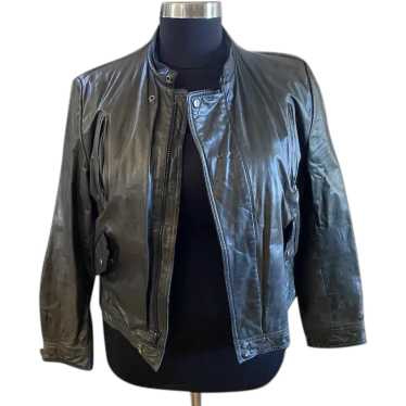 Vintage Berman’s Black Leather Motorcycle Jacket … - image 1
