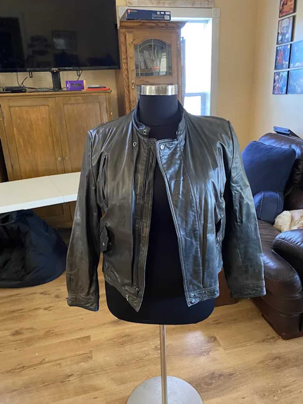 Vintage Berman’s Black Leather Motorcycle Jacket … - image 2