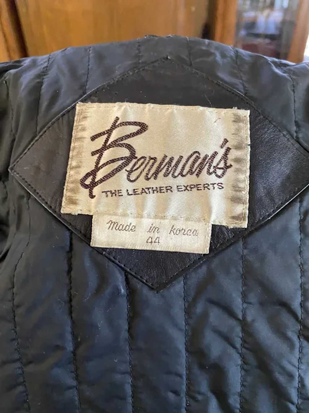 Vintage Berman’s Black Leather Motorcycle Jacket … - image 3