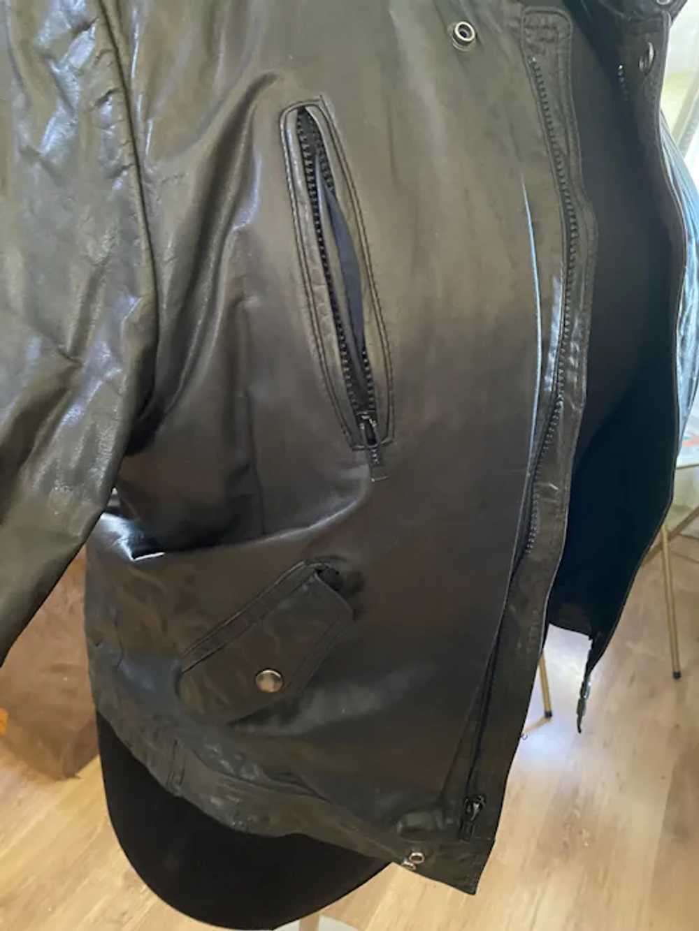 Vintage Berman’s Black Leather Motorcycle Jacket … - image 4