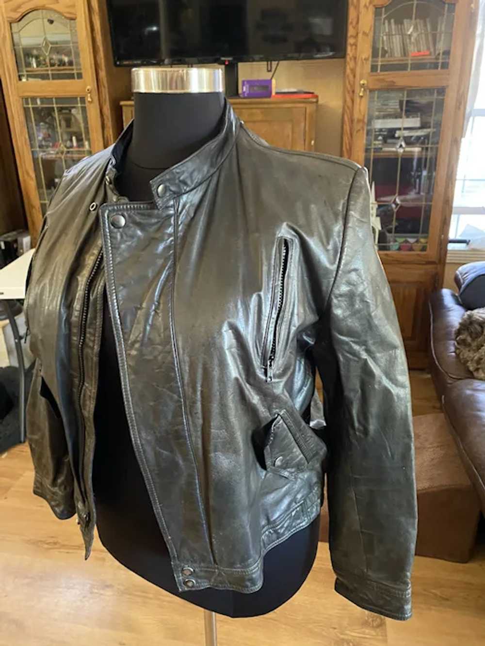 Vintage Berman’s Black Leather Motorcycle Jacket … - image 7
