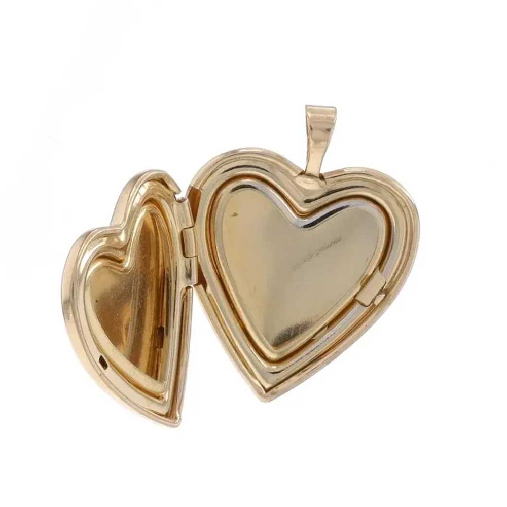 Yellow Gold Heart Locket Pendant - 14k Love Two F… - image 2