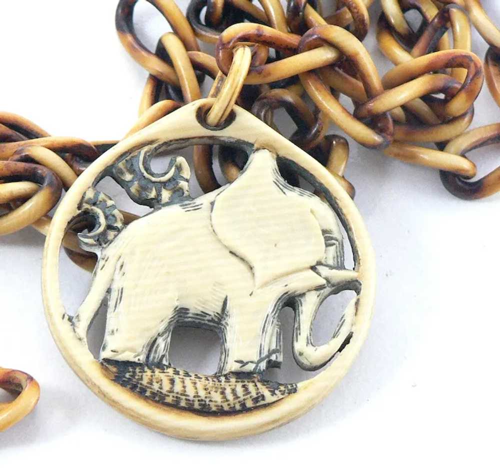 Celluloid Elephant Pendant on Celluloid Chain - image 2