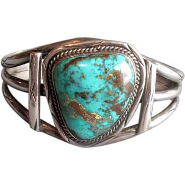 Native American Sterling & Bisbee Turquoise Cuff … - image 1