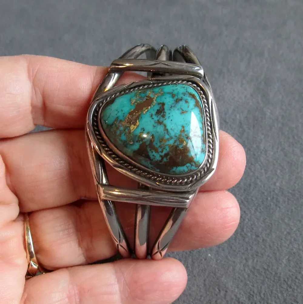 Native American Sterling & Bisbee Turquoise Cuff … - image 3