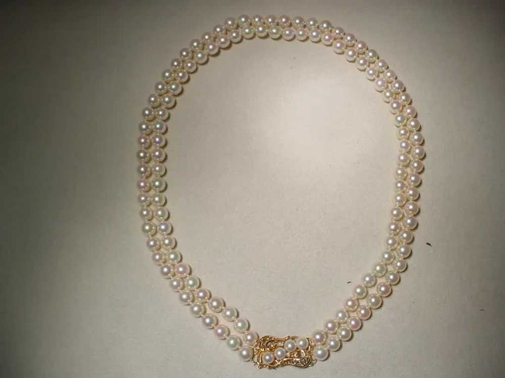 Quality Fine Cultured Pearl Necklace Double Stran… - image 3
