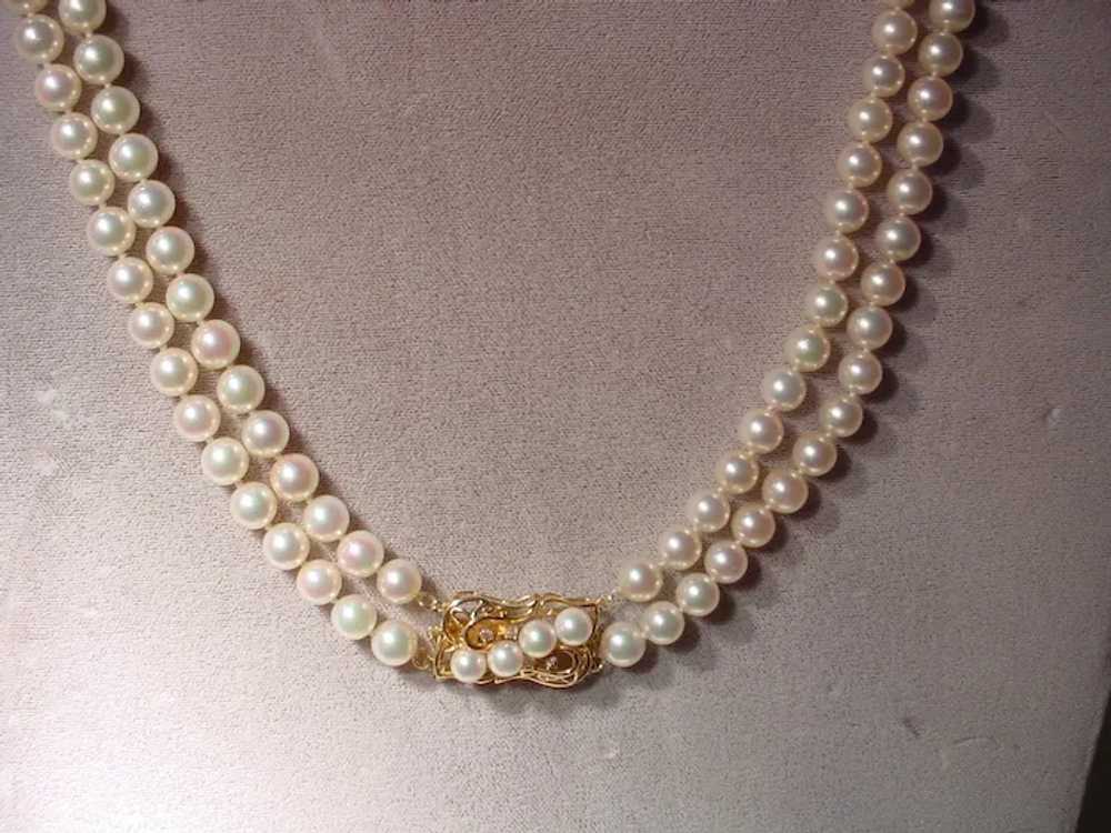 Quality Fine Cultured Pearl Necklace Double Stran… - image 5