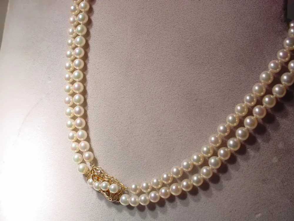 Quality Fine Cultured Pearl Necklace Double Stran… - image 6