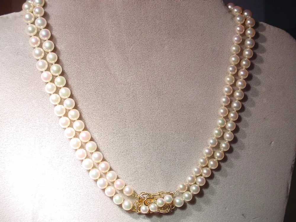 Quality Fine Cultured Pearl Necklace Double Stran… - image 7