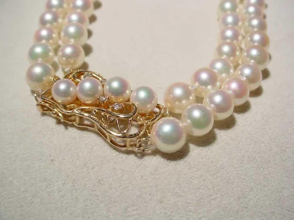 Quality Fine Cultured Pearl Necklace Double Stran… - image 9