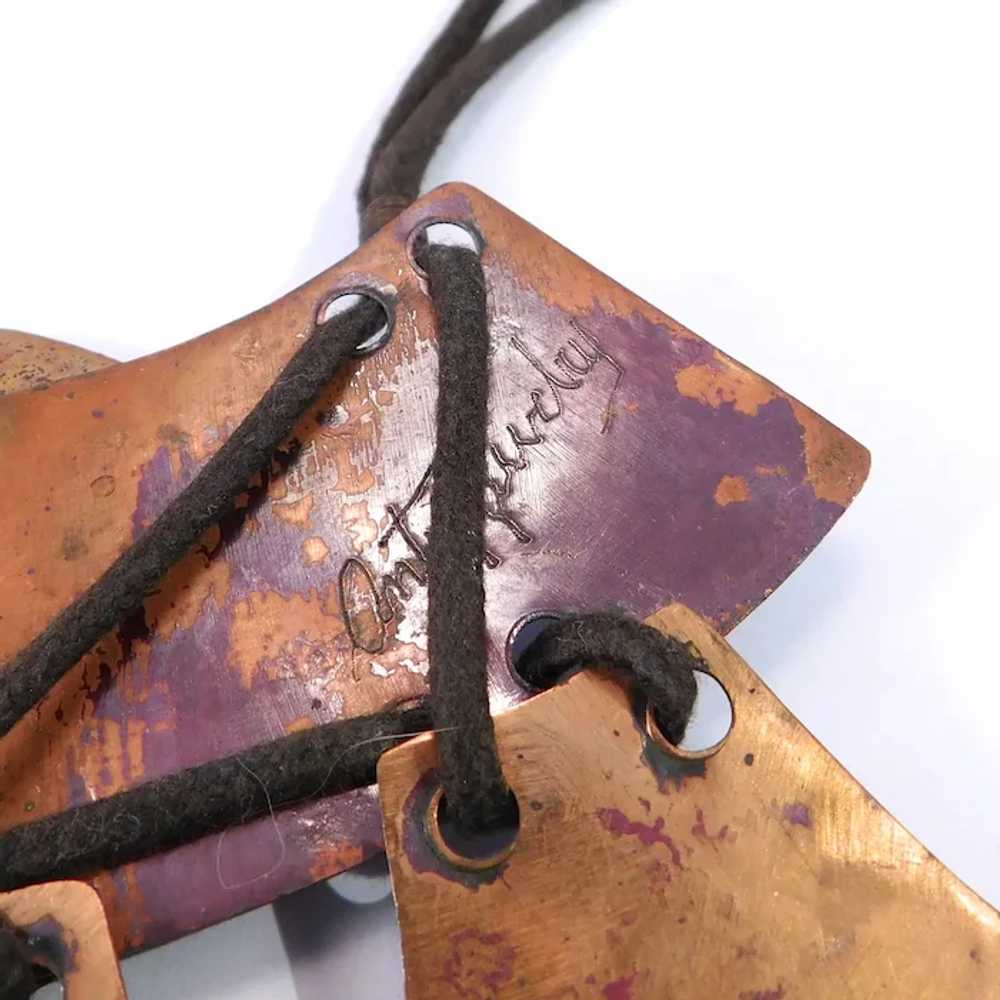 Super Cool Artisan Enamel On Metal Leather Neckla… - image 5