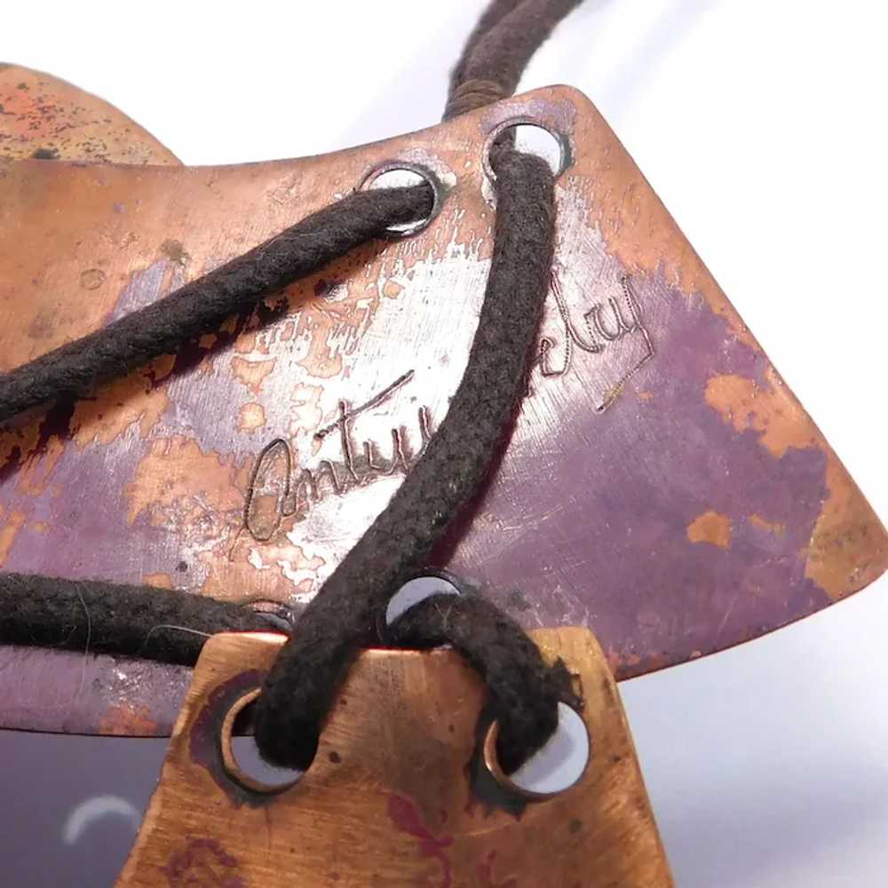 Super Cool Artisan Enamel On Metal Leather Neckla… - image 6