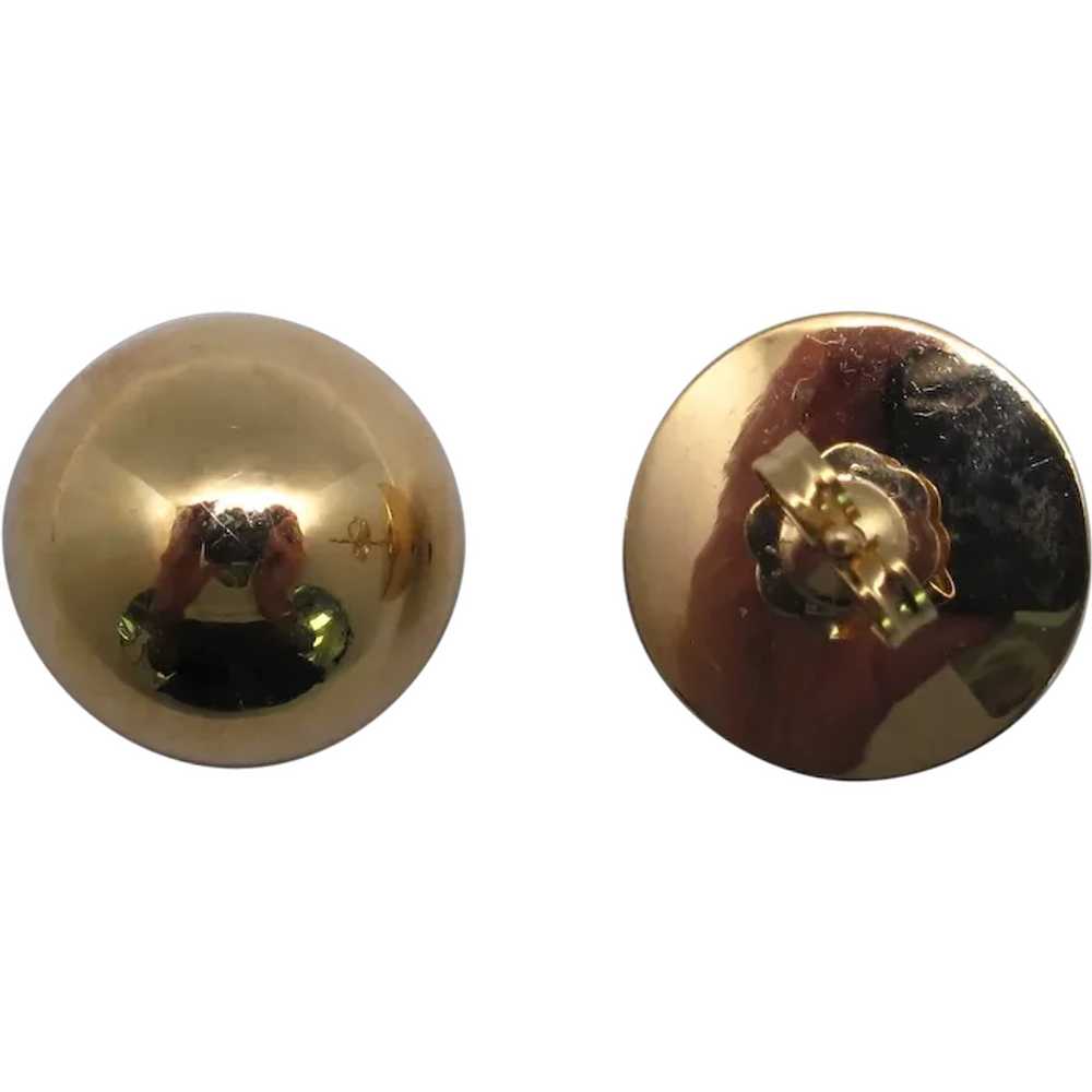 12mm Domed Button earrings, 14k Yellow Gold - image 1