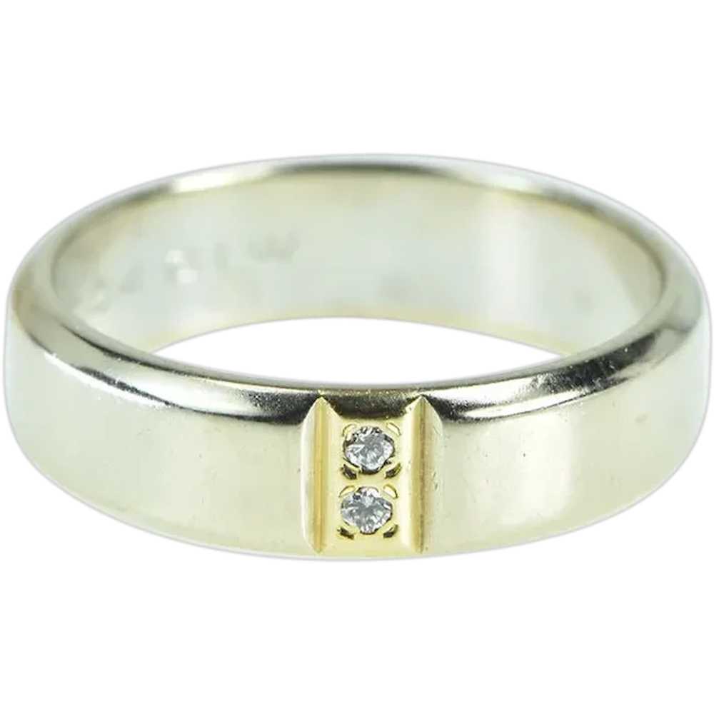 14K 5.5mm Vintage Diamond Inset Wedding Band Ring… - image 1