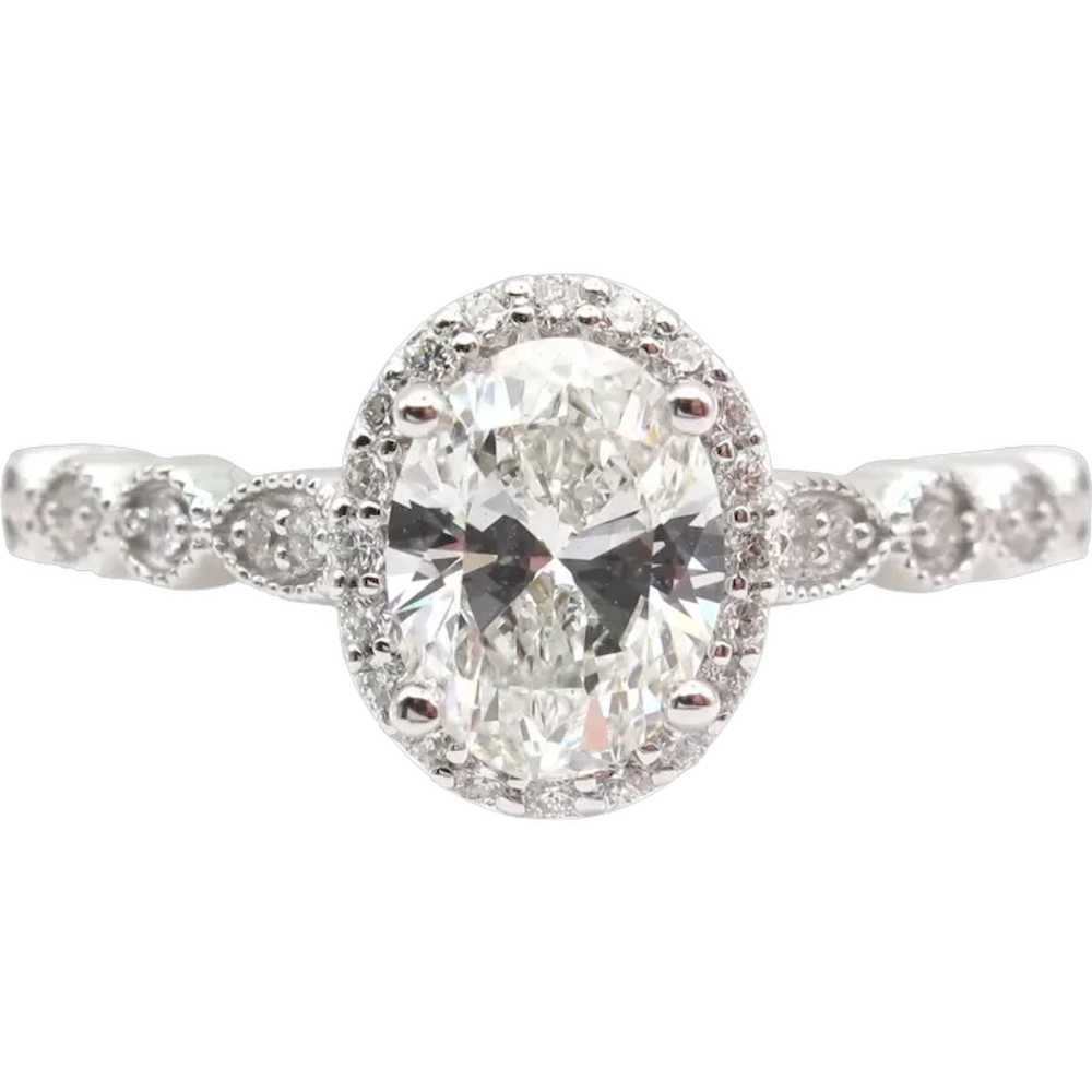 GIA Certified Halo Diamond Engagement Ring 1.07 c… - image 1