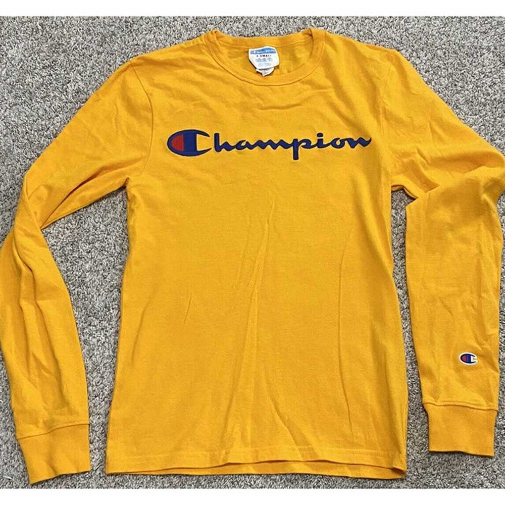 Champion Brand Spellout Long Sleeve T Shirt Retro… - image 1