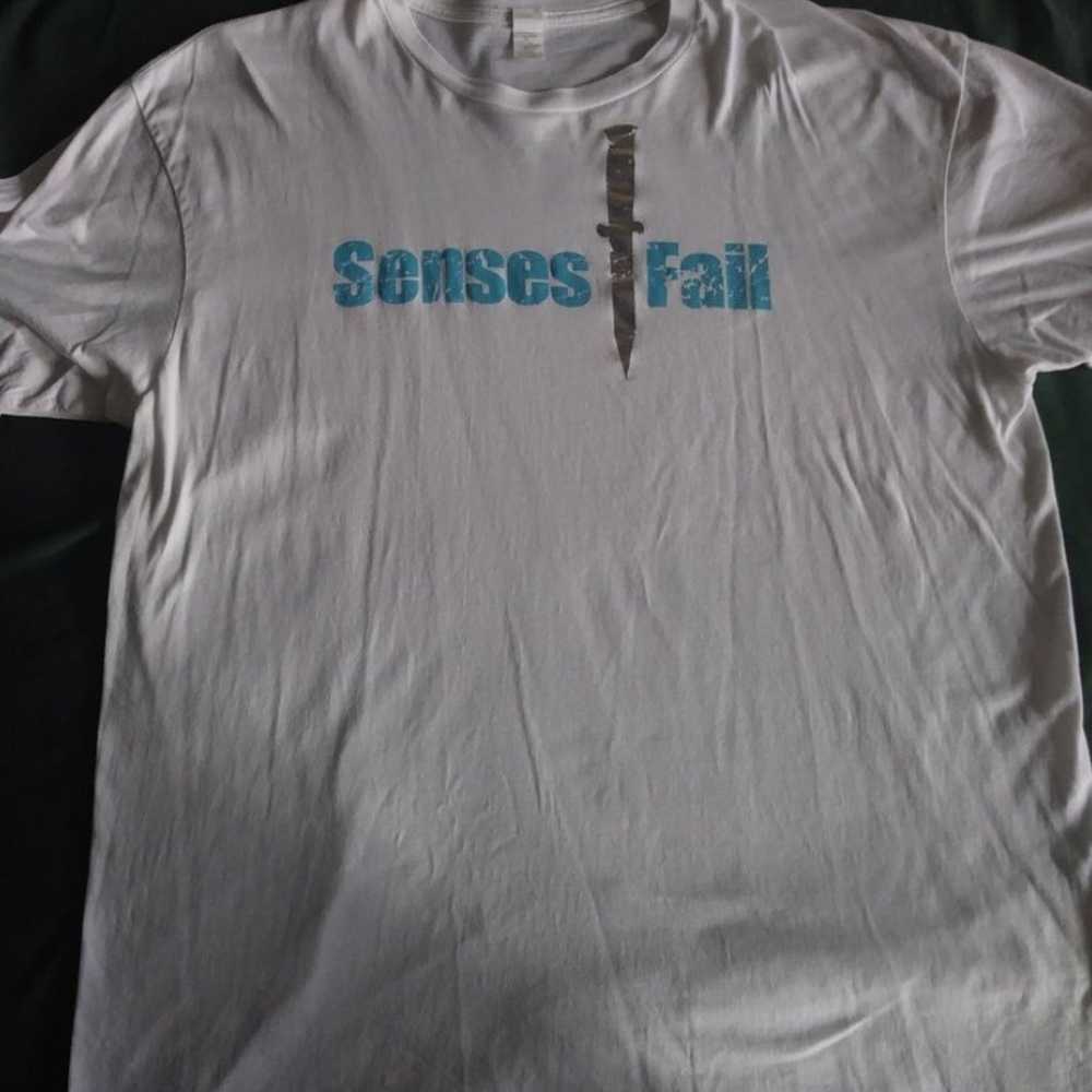 Senses Fail band T-shirt White Silver Foil S - image 5