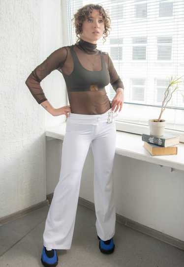 Vintage Y2K White Low Waisted Flare Trousers - image 1