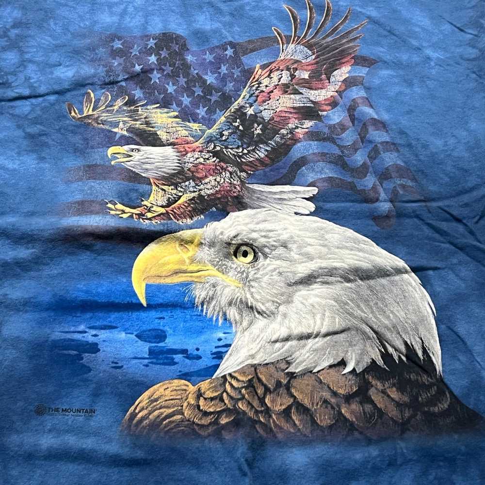 USA Patriotic Eagle/Flag Collage Blue Hand-Dyed T… - image 2