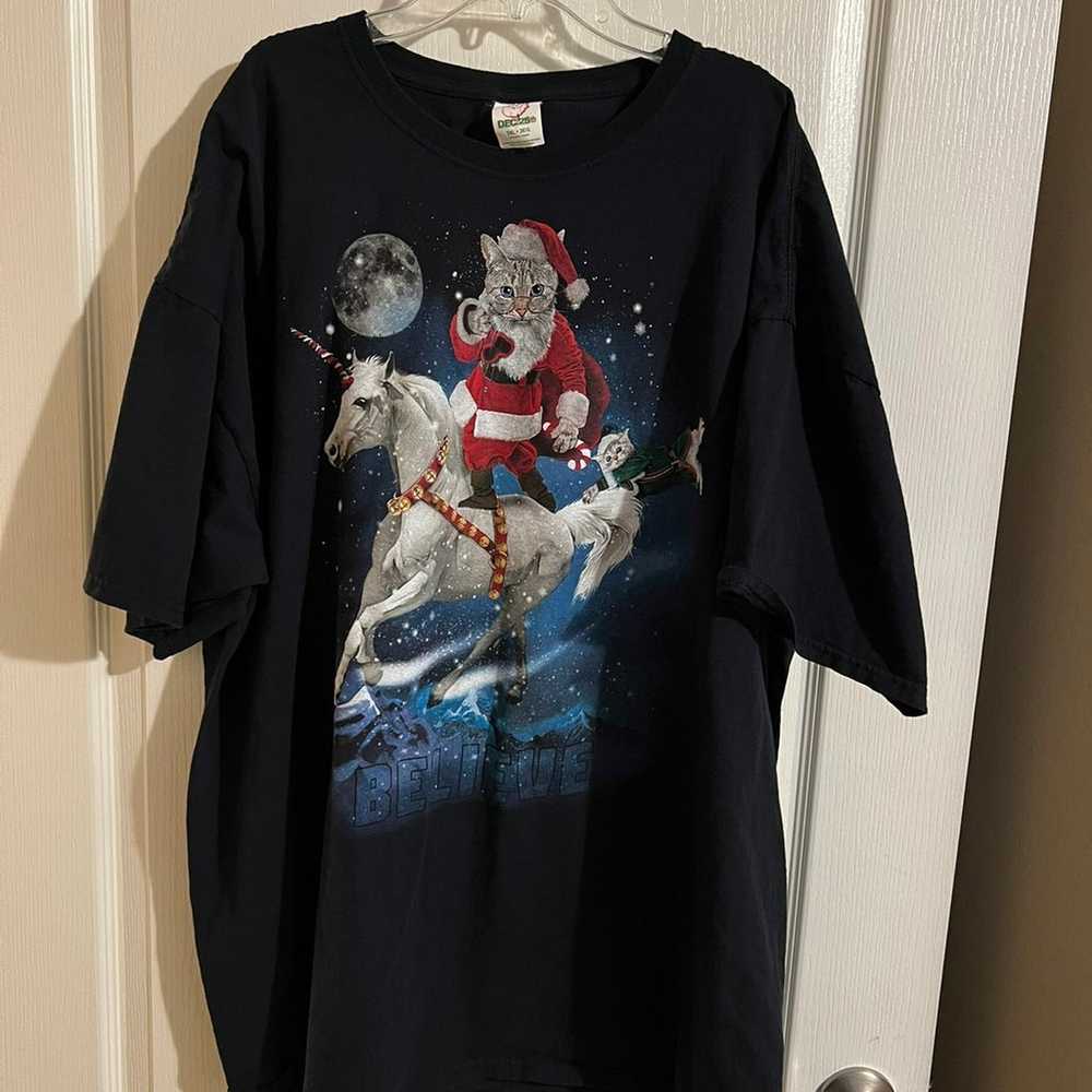 Dec. 25th Santa Unicorn Cat Believe t-shirt - image 1