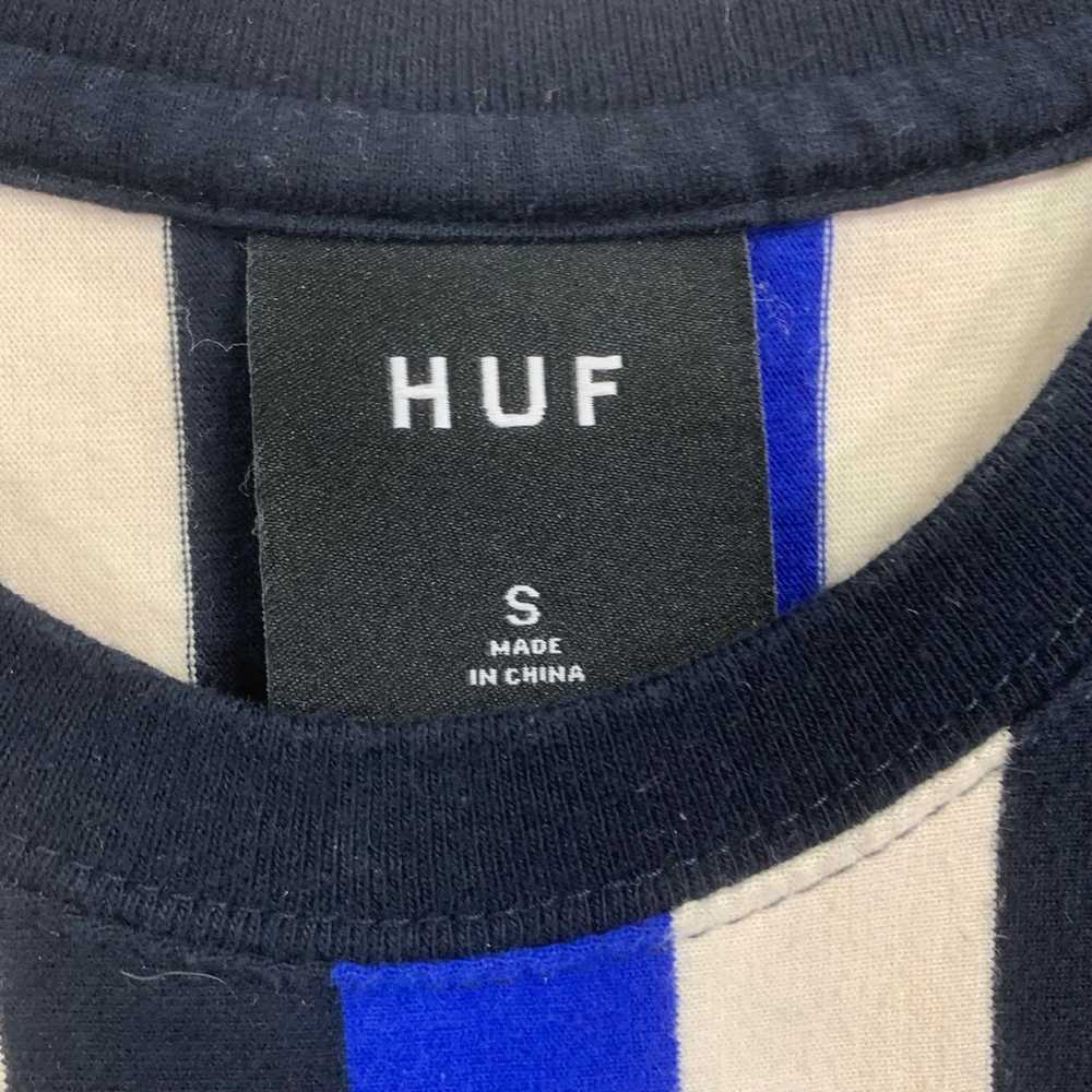 HUF Worldwide Embroidered Logo Striped T-shirt Me… - image 3