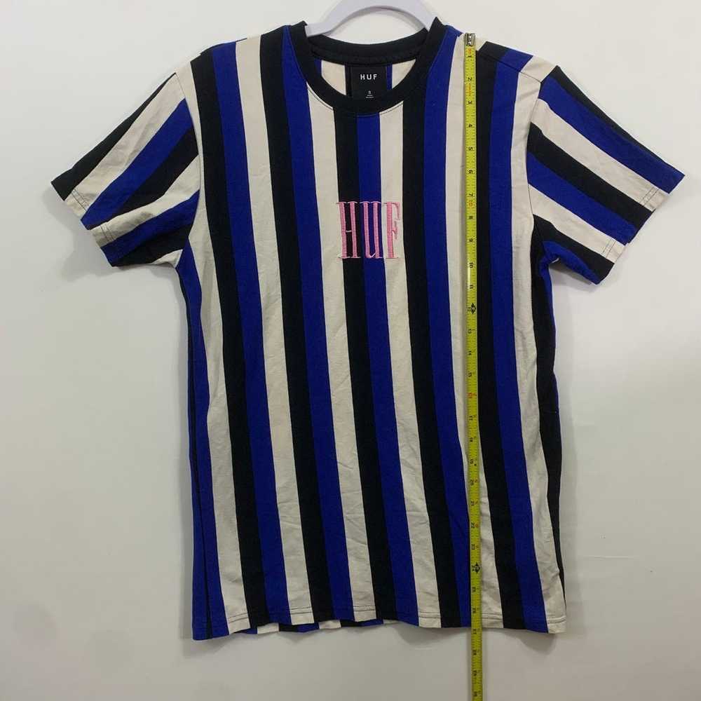 HUF Worldwide Embroidered Logo Striped T-shirt Me… - image 7