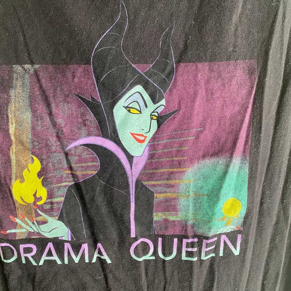 Disney Maleficent Drama Queen Black Crew Top 3X - image 3