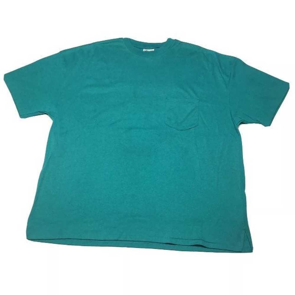 Vintage 90s Single Stitch T-Shirt Men’s 3XL Turqu… - image 1