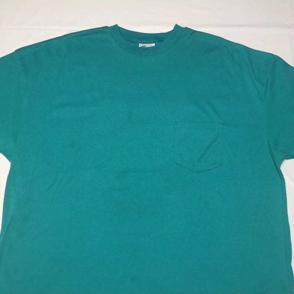 Vintage 90s Single Stitch T-Shirt Men’s 3XL Turqu… - image 2