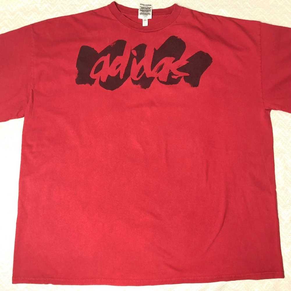 2004 Y2K red Adidas spell out tshirt Size 3X - image 1