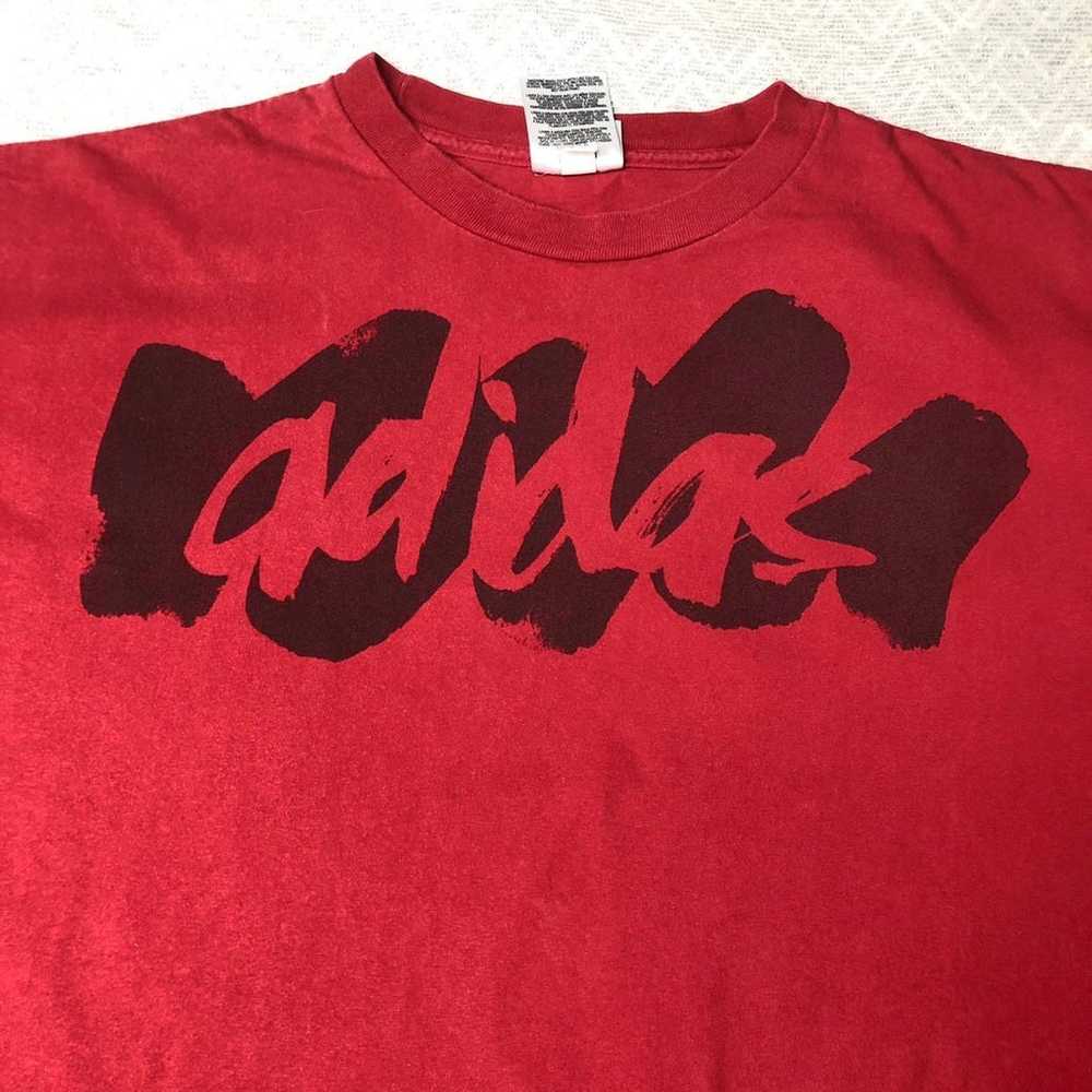 2004 Y2K red Adidas spell out tshirt Size 3X - image 4