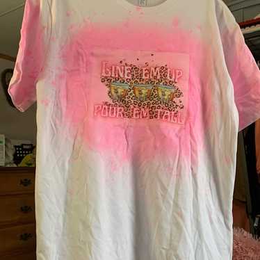 Tye dyed tshirt with line ‘‘em up pour em  tall s… - image 1