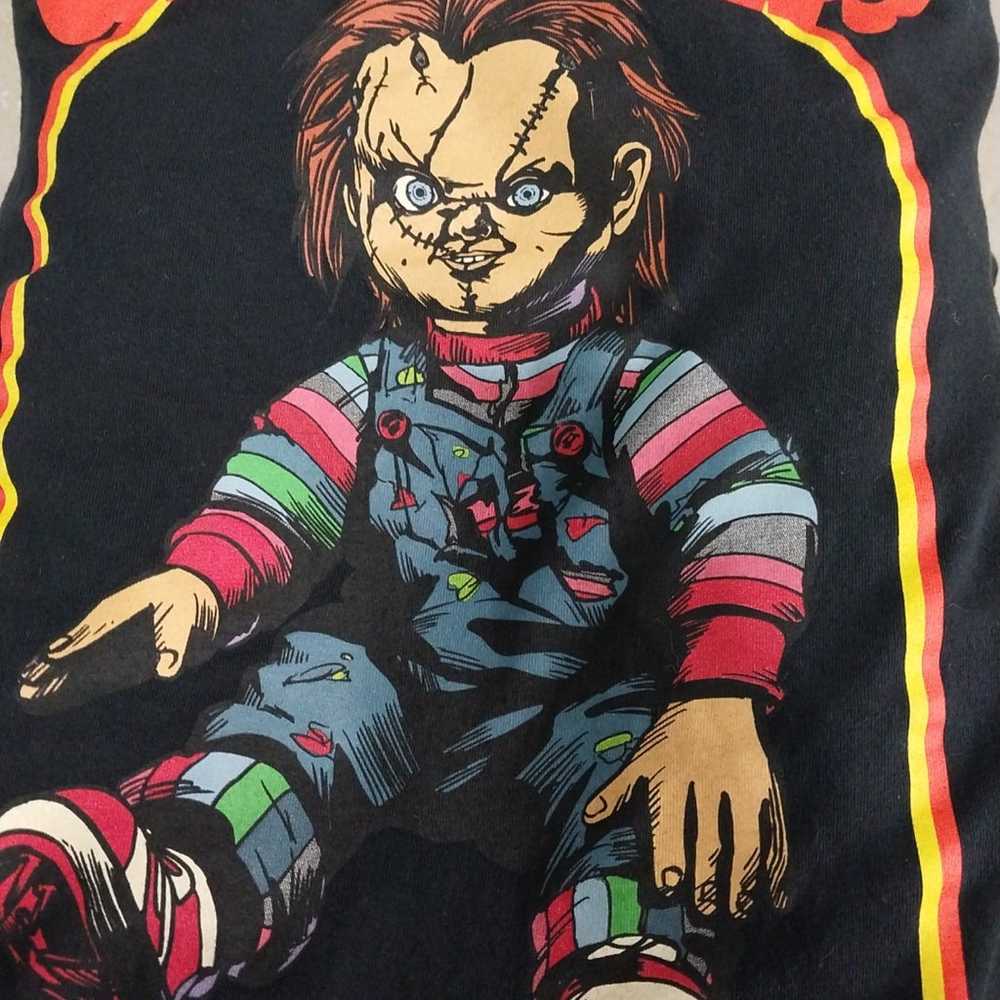 Chucky Men's Chucky Black T-shirt WANNA PLAY? - image 5