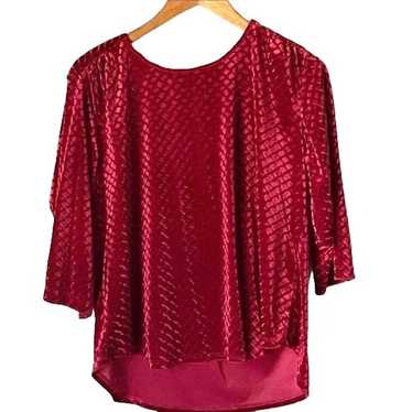 Other IN Touch Velvet Look Burgundy Short Sleeve … - image 1