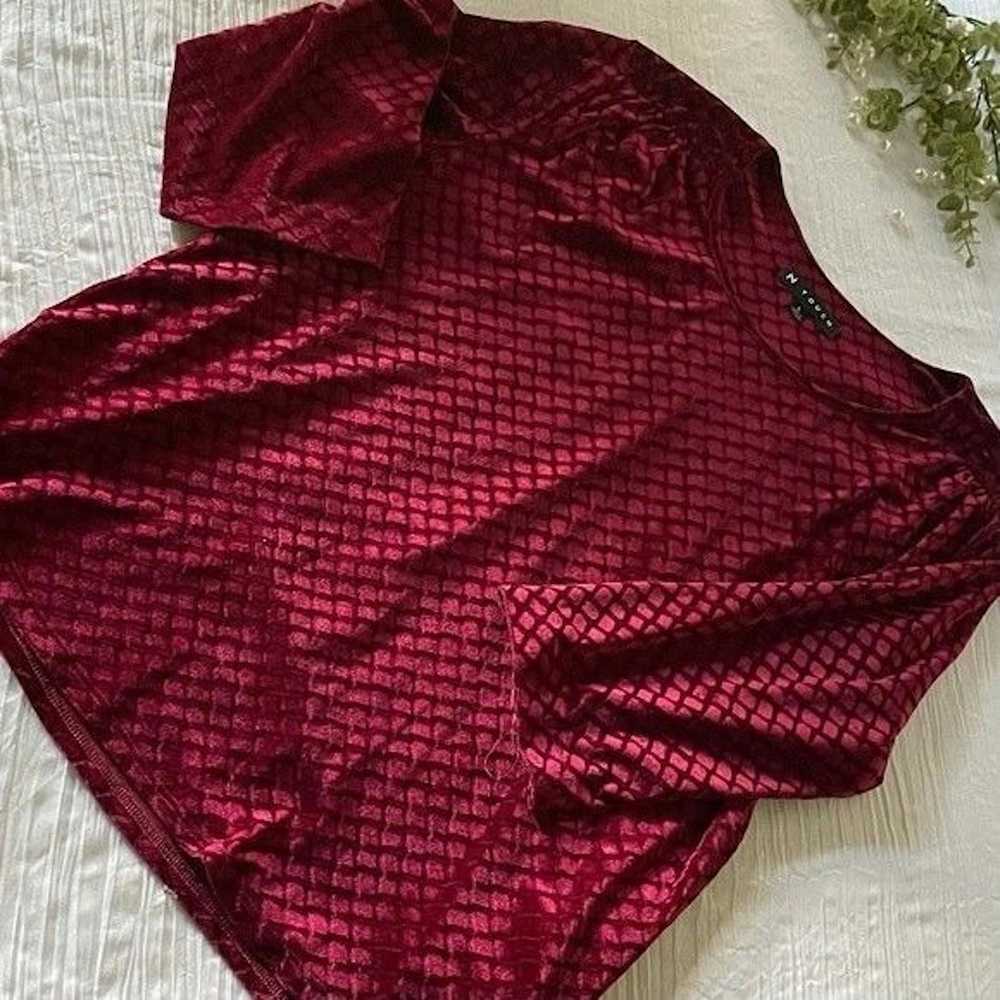 Other IN Touch Velvet Look Burgundy Short Sleeve … - image 3