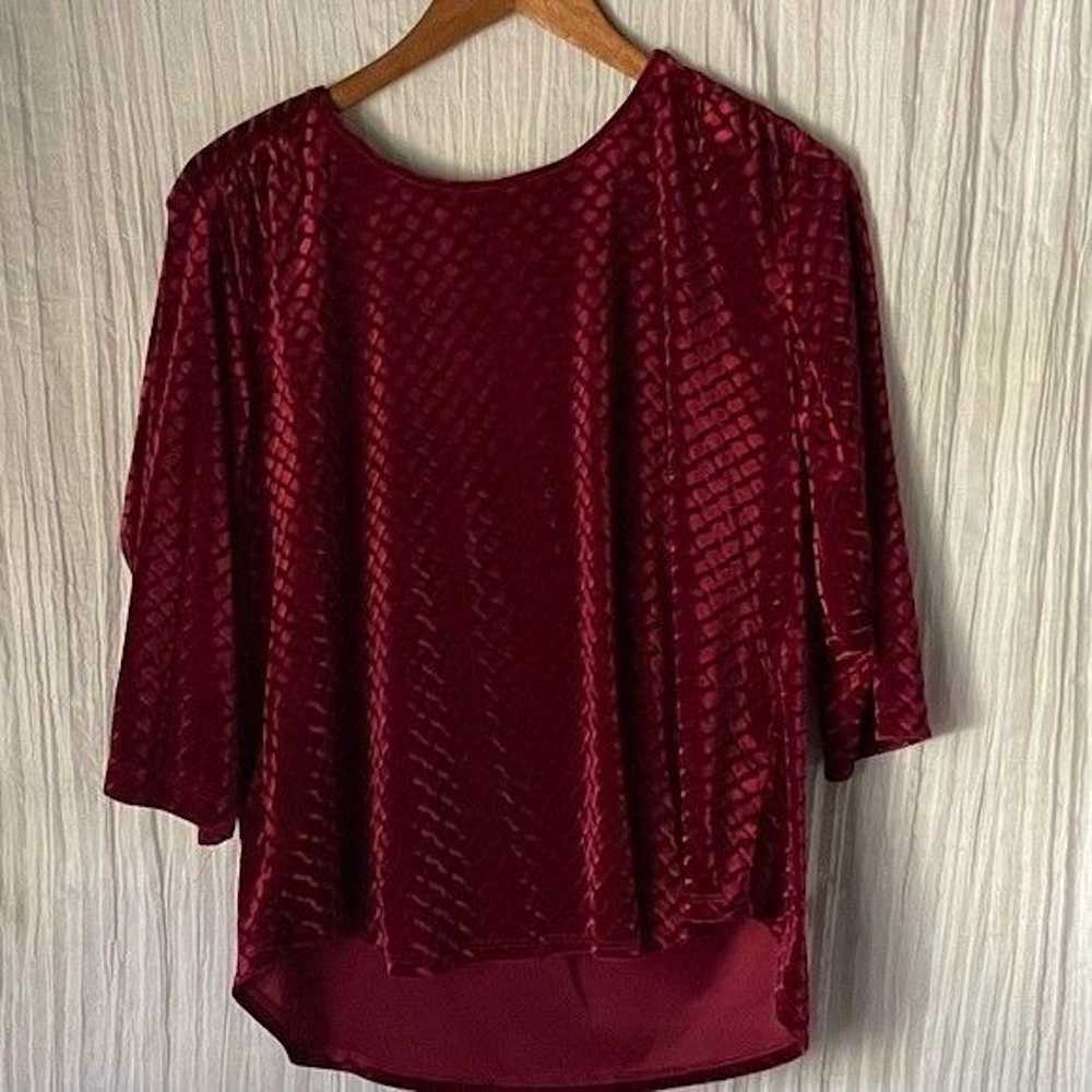 Other IN Touch Velvet Look Burgundy Short Sleeve … - image 4