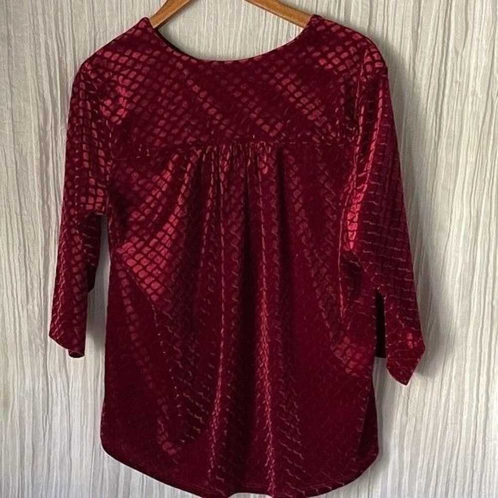 Other IN Touch Velvet Look Burgundy Short Sleeve … - image 5